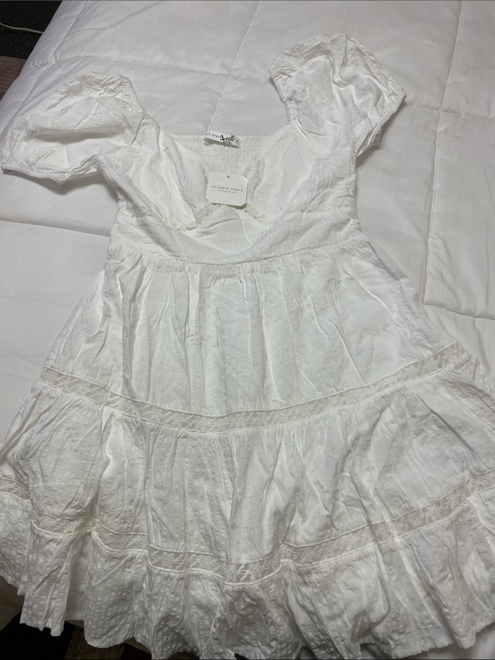 Altar'd State White Eyelet Tiered Dress for Kids